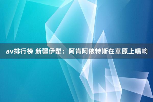 av排行榜 新疆伊犁：阿肯阿依特斯在草原上唱响