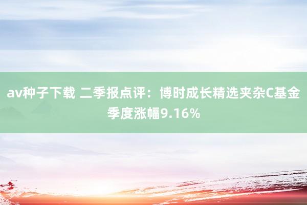 av种子下载 二季报点评：博时成长精选夹杂C基金季度涨幅9.16%