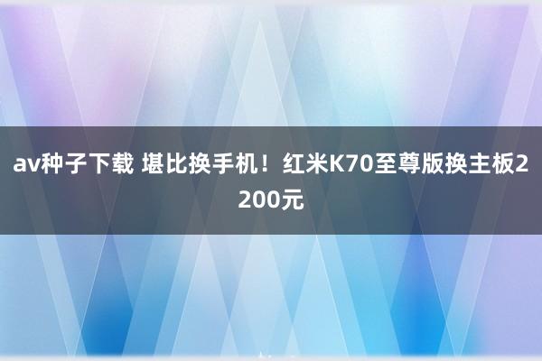 av种子下载 堪比换手机！红米K70至尊版换主板2200元