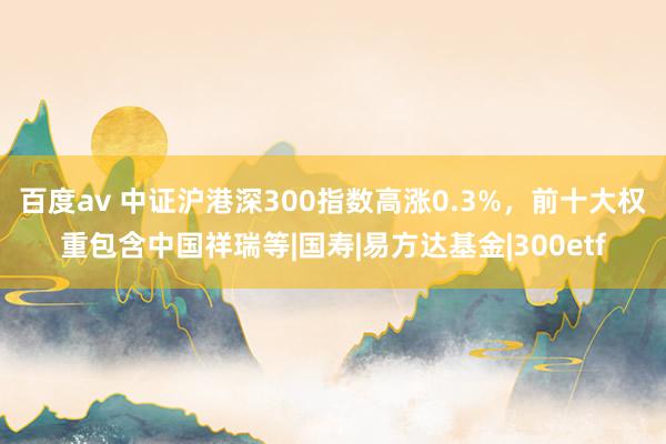 百度av 中证沪港深300指数高涨0.3%，前十大权重包含中国祥瑞等|国寿|易方达基金|300etf