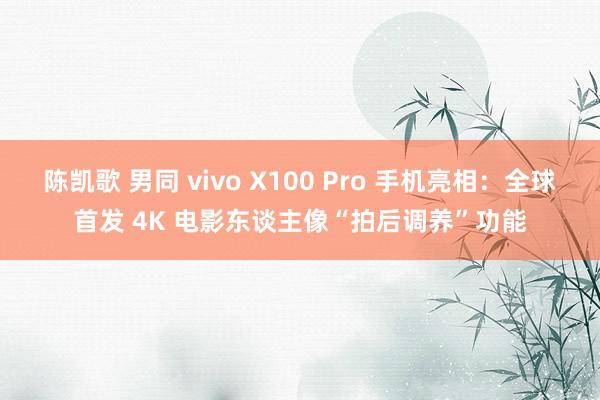 陈凯歌 男同 vivo X100 Pro 手机亮相：全球首发 4K 电影东谈主像“拍后调养”功能