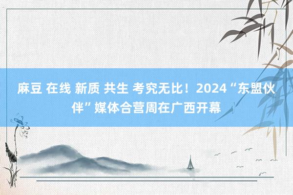 麻豆 在线 新质 共生 考究无比！2024“东盟伙伴”媒体合营周在广西开幕